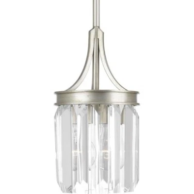 Progress Lighting Glimmer 1-Light Silver Ridge Mini Pendant with Clear Glass - Image 1 of 3