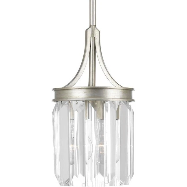 Progress Lighting Glimmer 1-Light Silver Ridge Mini Pendant with Clear Glass - Image 1 of 3