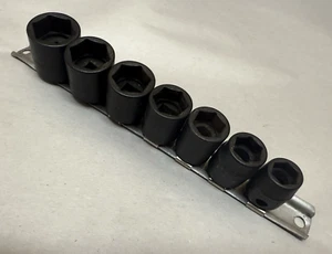USA Snap-On 7 pc SAE 3/8" Drive Impact Shallow Socket Set 3/8 to 3/4" 207IMFYA - Foto 1 di 7