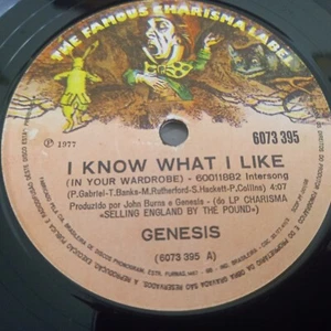 7" GENESIS "I KNOW WHAT I LIKE" + "CARPET CRAWL" VG PROG ROCK 77' *ONLY BRAZIL* - Imagen 1 de 3