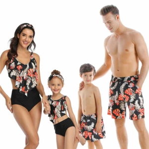 Badeanzug High Waist Unterwäsche Strand Familie Eltern Kind Bikini Mama Junge Bademode - Bild 1 von 9