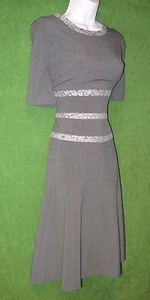 Anne Klein Gray Pewter Lace Detail Fit&Flare Work Social Cocktail Dress 8 $129 - Picture 1 of 7