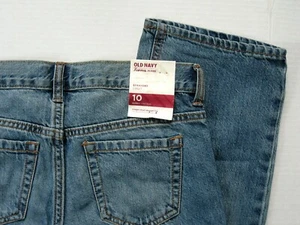 NEW OLD NAVY JEANS SZ 10 HUSKY BOYS MED WASH STRAIGHT ADJ WAIST COTTON NWT $27 - Picture 1 of 6