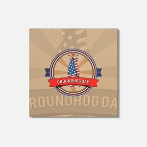Sottobicchiere quadrato in legno bandiera Stati Uniti 4'' x 4'' Groundhog Day - Foto 1 di 3
