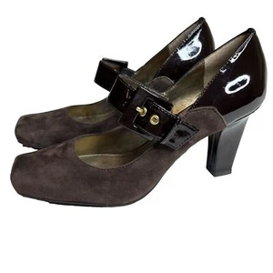 Franco Sarto Women’s Brown Suede Leather Mary Jane Style Pumps Heels Size 8 - Picture 1 of 12