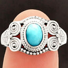 Natural Larimar (Dominican Republic) 925 Sterling Silver Ring s.8 Jewelry R-1280