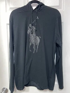 Polo Ralph Lauren Black Thin Hoodie Large Polo Logo Men’s Size: Large - Picture 1 of 12