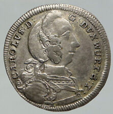 1747 WURTTEMBERG KRÓLESTWO Niemcy DUKE KARL EUGEN Silver 6 Kreuzer Coin i92776