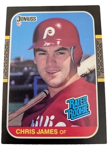 1987 Donruss Rookie Chris James 42 Philadelphia Phillies MLB Baseball Card (F - Picture 1 of 2