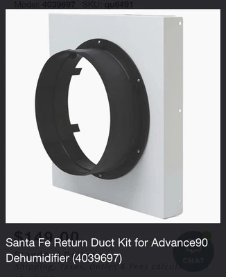 SANTA FE 4039697 Dehumidifier Return Duct Kit, (1) 10" Collar and Plenum - Image 1 of 2