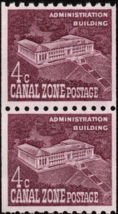 Canal Zone Stamp Scott # 154 Coil Pair NH - 4 Cents Administration Building - Picture 1 of 1