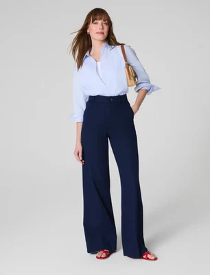 HOT SELLING WOMEN'S SPANXsupersmooth™ Stretch Twill Wide Leg Pant, Timeless Navy - Image 1 of 4