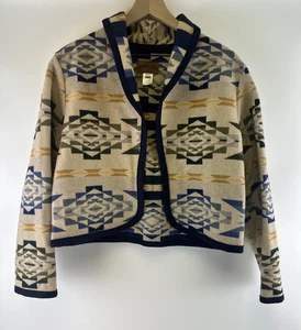 Pendleton Wool Cotton Jacket Open Blanket Pattern Western Collared Women Large - Picture 1 of 13