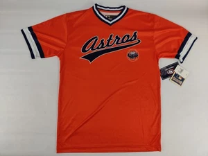True Fan MLB Houston Astros V Neck Jersey T Shirt Pullover Mens Size Medium - Picture 1 of 11