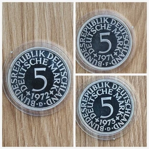 3x 5 DM "Silberadler" PP. 1971F, 1972D, 1973D -  0.625 Silbermünzen  - Bild 1 von 2