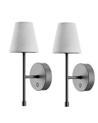 Globe Electric LED Wall Sconce 2-Pack – Wireless USB Black Lights Rechargeable - Image 1 of 3