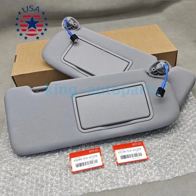 New Pair Sun Visor Side Gray Pair W/Lights Mirror For 2017-2022 Honda CR-V USA - Image 1 of 4