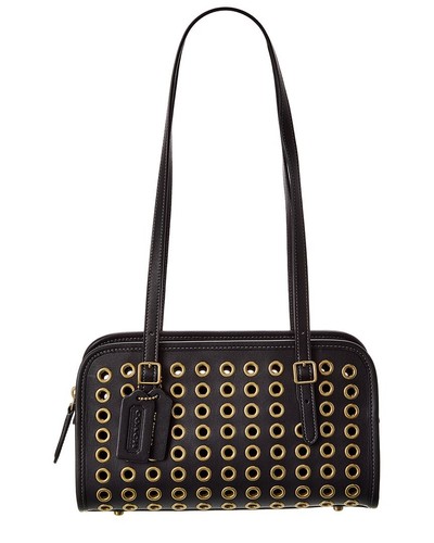 Coach The Coach Originals Grommets Borsa in pelle con zip a dondolo da donna nera
