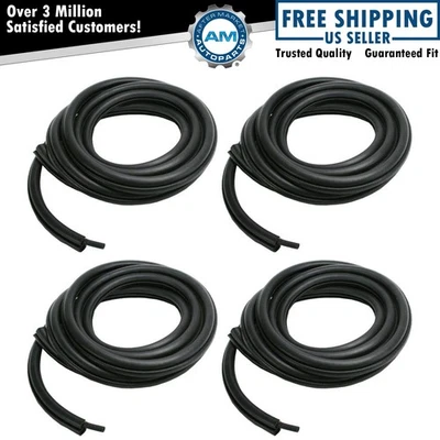 Rubber Weatherstrip Door Seals Front & Rear 4 Pc Set Kit for Jeep Pickup Truck - Image 1 of 4