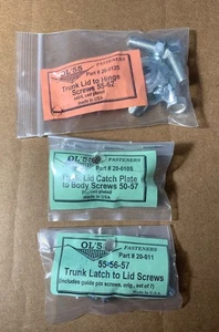 1955 1956 1957 Chevy Trunk Lid Hinge Catch And Latch Screw Sets 3 Packets USA - Picture 1 of 2