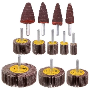 12-teiliges Fächerscheibenschleifer-Set, 1/4 Zoll Schaft Fächerschleifer für Bohrer, 80er-Körnung Schneideisengr... - Bild 1 von 6