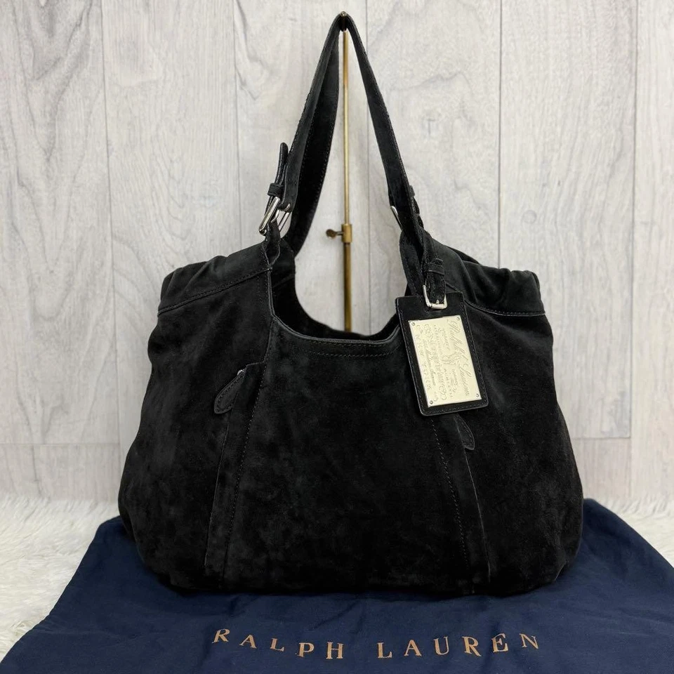 Bolso de Hombro Ralph Lauren Gamuza Cuero Marrón Mujer Usado Auténtico Foto 1 de 4