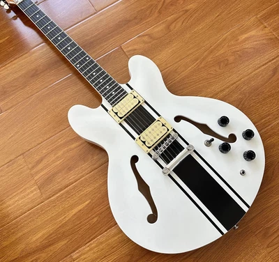 Guitarra Eléctrica US Warehouse ES-335 Línea Blanco y Negro Medio Cuerpo Hueco HH Foto 1 de 4