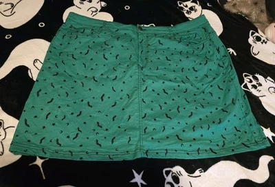 Hell Bunny Green Bat Stretchy Denim Skirt Size 4xl gothic, alternative, punk  - Image 1 of 3