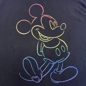 Disney Mickey Mouse T-Shirt Adult XL Black Neon Outline Graphic Tee Disneyland - Picture 1 of 6