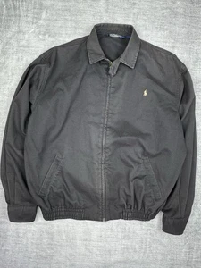 Polo Ralph Lauren Jacket Men Medium Black Harrington Bomber Vtg 90s Lightweight - Picture 1 of 13