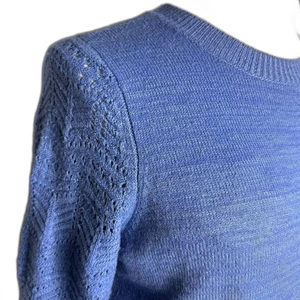 Christian Siriano Pullover Damen Large blau Pointelle Strickpullover geteilter Saum - Bild 1 von 10