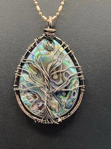 Abalone Tree of life pendant necklace 24” - Picture 1 of 9