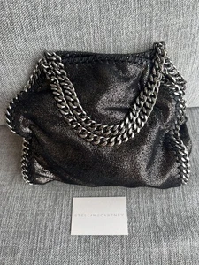 Stella McCartney Chain Bag Midnight Black Leather Crossbody Shoulder Purse - Picture 1 of 8