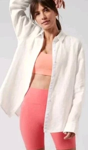 NWOT ATHLETA Playa White 100% Linen Shirt Medium Oversized - Picture 1 of 17