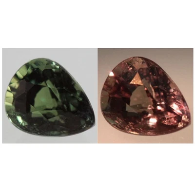 RARO 0.61ct 5.5x4.3mm Forma de Pera Natural Verde A Naranja Alejandrita Foto 1 de 4