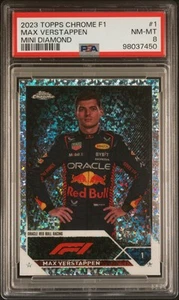 2023 Topps Chrome Formula 1 F1 Max Verstappen Mini Diamond /299 #1 PSA 8 - Picture 1 of 3