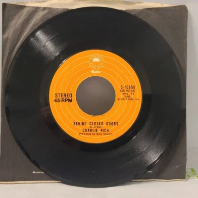 Charlie Rich Behind Closed Doors/ A Sunday Kind Of Woman Epic 45 RPM Record - Image 1 of 4