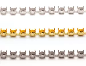 Catena a coppa in metallo ottone 1 metro per impostare cristalli a forma di chaton 6 mm, 8 mm - Foto 1 di 5