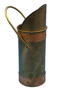 Vintage Messing/Kupfer Kohle Schaufel/langer Streichholzhalter mit Griff Kamin - Bild 1 von 6