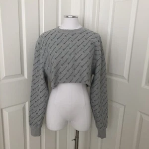 Champion Cropped Cut Off Womens Reverse Weave All Over Sweatshirt Gray XSmall - Picture 1 of 6