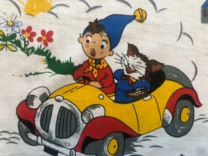 Vintage 1958 Noddy Enterprises Noddy in his Car - Cotton Sew on Panel 22x20cm - Foto 1 di 2