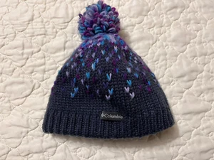 COLUMBIA YOUTH FLEECE LINED KNIT HAT POM POM SZ S/M MULTICOLOR - Picture 1 of 9