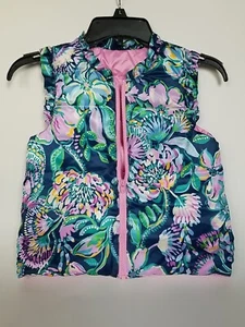 Lilly Pulitzer Girls Floral Reversible Vest Lilac Rose Pink  Sz Large 8-10 Kids - Picture 1 of 7
