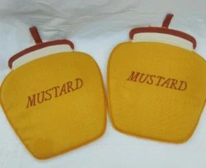 Pot Holders Set ~ mustard bottle design gold set of 2 Kitchen pot holders - Picture 1 of 6