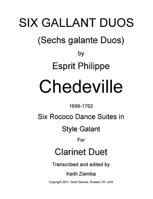 Clarinet Duets 6 Gallant Duos by Chedeville  Rococo New trans. K. Ziemba - Image 1 of 4