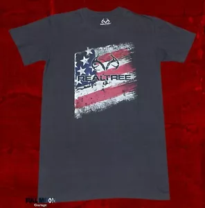 Neu Realtree rustikale amerikanische Flagge klassisch echter Baum Herren Vintage T-Shirt - Bild 1 von 2