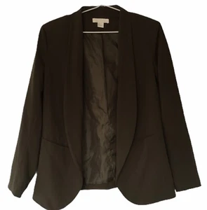 H&M Jacket Size 6 Khaki Green Lapel Lined Long Sleeve Pockets Work Formal - Picture 1 of 10