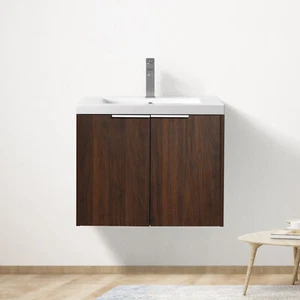 24"x18" Modern Wooden Floating Bathroom Vanity Sink Wall Mounted  Small Bathroom - Picture 1 of 9
