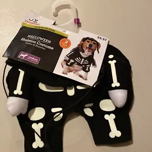 Size Medium Glow in the Dark Skeleton Halloween Costume for Pet Halloween New - Picture 1 of 3