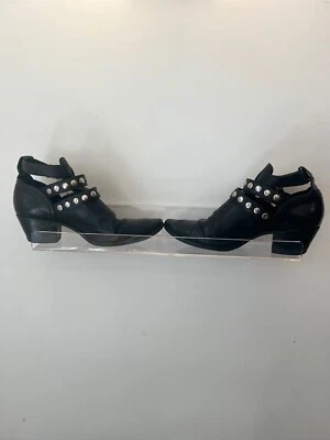 Saint Laurent YSL Negro Cuero Roca Tachonado Botines Moto Hebillas Botas Western Foto 1 de 4